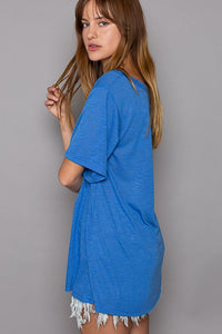 POL V-neck short sleeve chest pocket slub knit tee - Assorted Colors