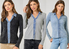 Washed Thermal Button Down Top - Assorted Colors