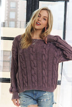 Mineral Washed Cable Knit Sweater Top - Assorted Colors