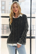 Mineral Washed Cable Knit Sweater Top - Assorted Colors