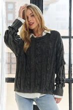 Mineral Washed Cable Knit Sweater Top - Assorted Colors