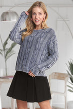 Mineral Washed Cable Knit Sweater Top - Assorted Colors