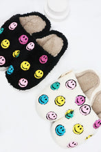 Smiley Face Fuzzy Fleece Soft Slipper - White or Black