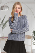 Mineral Washed Cable Knit Sweater Top - Assorted Colors
