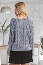 Mineral Washed Cable Knit Sweater Top - Assorted Colors