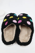 Smiley Face Fuzzy Fleece Soft Slipper - White or Black