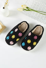 Smiley Face Fuzzy Fleece Soft Slipper - White or Black