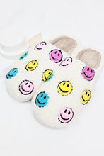 Smiley Face Fuzzy Fleece Soft Slipper - White or Black