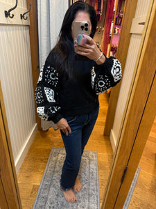Handmade Granny Square Crochet Sweater - Black