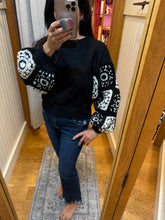Handmade Granny Square Crochet Sweater - Black