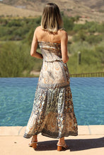 Smocked Strapless Maxi Dress With Cutout - Neutral Mix