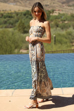 Smocked Strapless Maxi Dress With Cutout - Neutral Mix