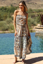 Smocked Strapless Maxi Dress With Cutout - Neutral Mix