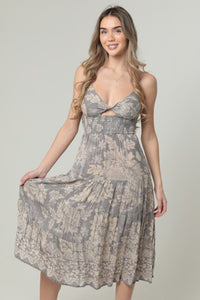 Lurex Threads Twist Front Midi Dress W Open Back