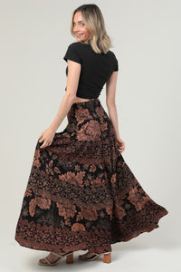 Tiered A Line Maxi Skirt - Black
