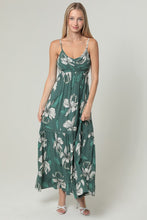 V Neck Smocked Bust Lace Trim Maxi Dress - Green