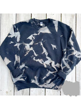 Hand Bleached Black Fleece Lined pullover- Adult and Youth