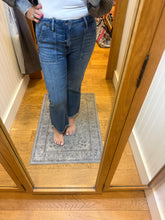 Hidden Medium Wash Frayed Hem Cargo Crop Flare