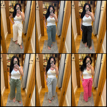 ACID WASH FLEECE PALAZZO SWEATPANTS WITH POCKETS - ASSORTED COLORS