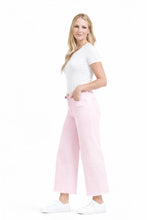 1822 Denim 28" Mid Rise Slim Wide Leg Jean W/ Raw Hem In Pink Blush