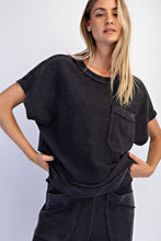 Mineral Washed Honeycomb Oversized Tee - Black, Mocha or Powder Blue