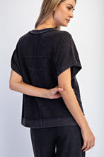 Mineral Washed Honeycomb Oversized Tee - Black, Mocha or Powder Blue