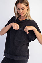 Mineral Washed Honeycomb Oversized Tee - Black, Mocha or Powder Blue