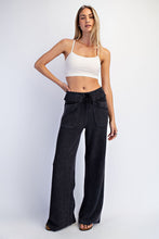 Mineral Washed French Terry Cropped Cargo Pant - Black & Navy