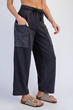 Mineral Washed French Terry Cropped Cargo Pant - Black & Navy