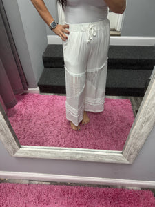 POL Contrast see through elastic waist culottes pants - Black or Ivory