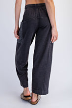Mineral Washed French Terry Cropped Cargo Pant - Black & Navy