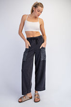 Mineral Washed French Terry Cropped Cargo Pant - Black & Navy