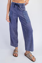 Mineral Washed French Terry Cropped Cargo Pant - Black & Navy