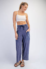 Mineral Washed French Terry Cropped Cargo Pant - Black & Navy