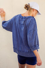 Mineral Washed French Terry Short Sleeve Top - Black or Navy