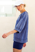Mineral Washed French Terry Short Sleeve Top - Black or Navy