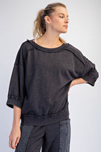 Mineral Washed French Terry Short Sleeve Top - Black or Navy