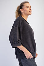 Mineral Washed French Terry Short Sleeve Top - Black or Navy
