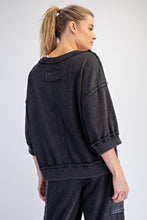 Mineral Washed French Terry Short Sleeve Top - Black or Navy