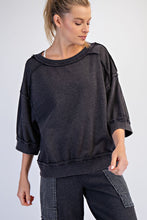 Mineral Washed French Terry Short Sleeve Top - Black or Navy