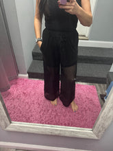 POL Contrast see through elastic waist culottes pants - Black or Ivory
