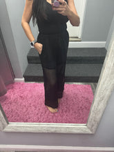 POL Contrast see through elastic waist culottes pants - Black or Ivory