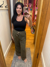 Leopard Printed Cotton Twill Contrast Tape Detail Pants