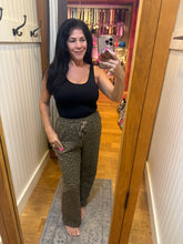 Leopard Printed Cotton Twill Contrast Tape Detail Pants