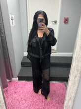 POL Contrast see through elastic waist culottes pants - Black or Ivory