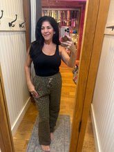 Leopard Printed Cotton Twill Contrast Tape Detail Pants