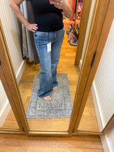 Hidden Dark Wash Pintuck Mid Rise Comfort Flare