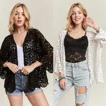 Leaf Pattern Cardigan - Black or White
