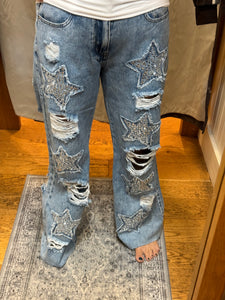 Oli & Hali Washed Stone On Star Denim Pants