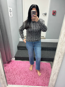 FLYING MONKEY MID RISE CROP STRAIGHT JEANS - STATELY